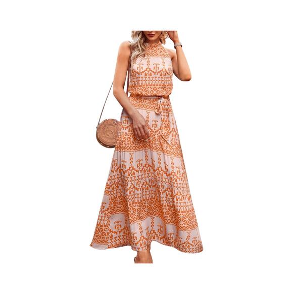 PRETTYGARDEN Women’s  Halter Neck Sleeveless Maxi Dress Backless Loose medium - Picture 1 of 8